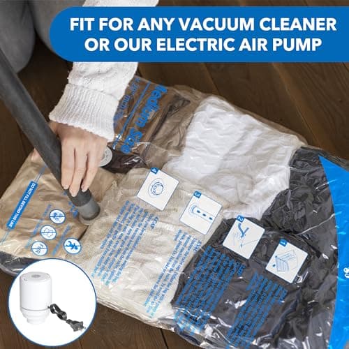 Travel Vacuum Bags With Pump,Vacuum Storage Bags with Electric Pump 8 Combo (2 J/2 L/2 M/2 Small), Plastic Packaging Bags,Travel Vacuum Bag For Luggage,Clothes, Pillows, Comforters, Blankets, Bedding