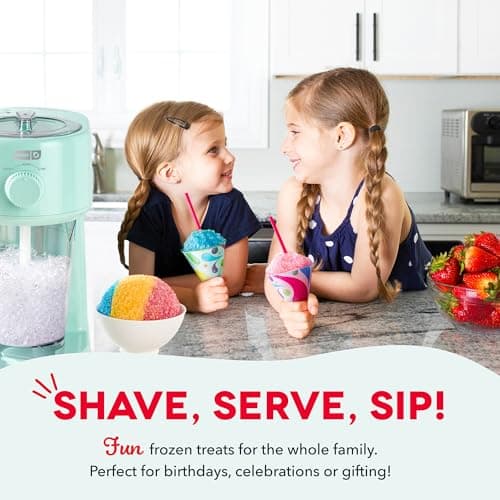 Dash Deluxe Shaved Ice & Slushy Maker - Easy-to-Use Slushy & Snow Cone Maker - Includes Serving Pitcher & Recipe Guide for Homemade Treats - Aqua