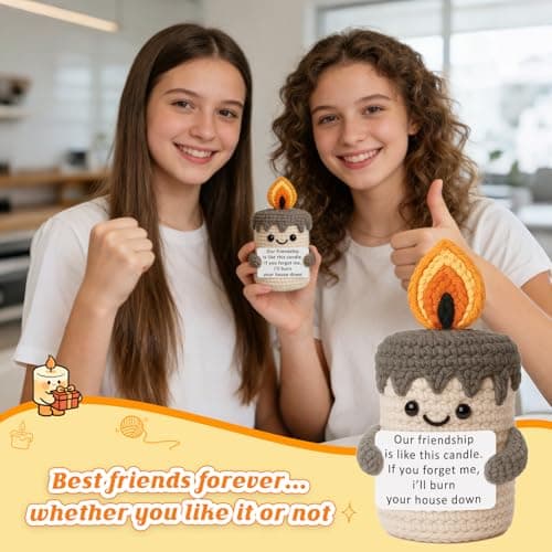YUEYUQIU Funny Best Friend Birthday Gifts for Women Men, Handmade Crochet Candle Decor, Sarcastic Friendship Presents for Bestie Sister, Cute Birthday Christmas Gag Gift, Dark Humor Desk Accessories B0GHDZ4BJM