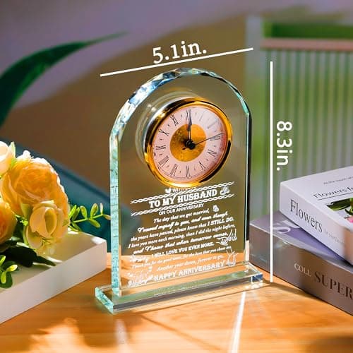 Movdyka Wedding for Husband - Crystal Clock Gifts Personalized Gifts for My Husband Who Has Everything - Gifts Ideas for Husband On Our Anniversary