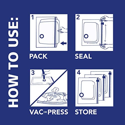 Hefty Shrink-Pak Vacuum Storage Bags - Space Saver for Under Bed Storage, Clothing and Comforters, 3X More Storage Space, 6 Medium Zipper Bags