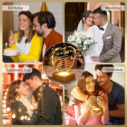 to My Girl Gifts 3D Illusion Lamp for Girlfriend, Engraved Crystal Night Light Presents, Birthday Anniversary Christmas Valentines Day Gifts for Girlfriend Wife from Husband Boyfriend
