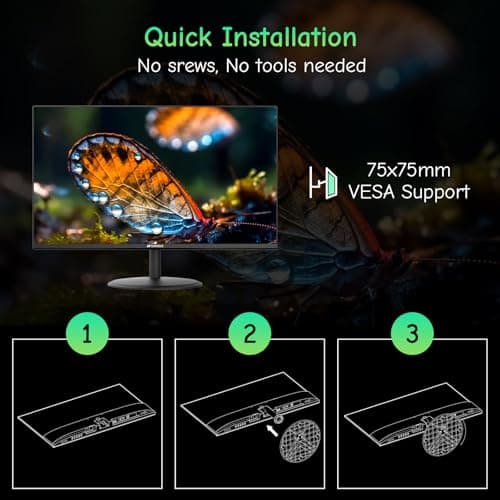 SANSUI Computer Monitor 24 inch Eye Care 1080P Display HDMI,VGA Ports with 178° Viewing Angle/Frame-Less/Tilt/VESA Compatible for Office and Home