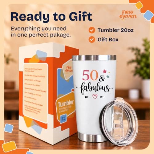 NewEleven 50th Birthday Gifts For Women - 50th Birthday Decorations For Women, Her, Wife, Girlfriend - Gift For Her Turning 50 Year Old - 20 Oz Tumbler B0DH7X6R1J