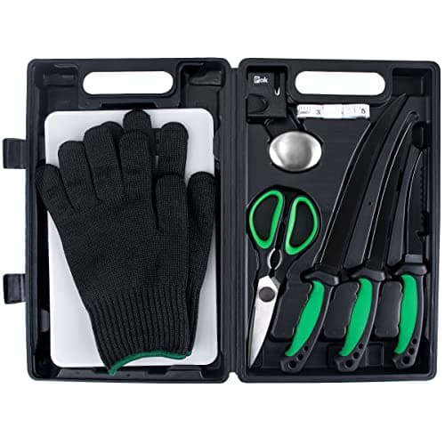 Pak 11-Pc Fish Fillet Knife Set - Cleaning Kit, Fishing Equipment, BBQ Knives, Scissor
