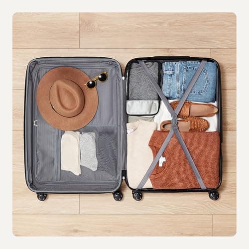 Amazon Basics 30" Hardside Large Checked Luggage, Hardshell Suitcase With Wheels, Expandable For Up to 15% More Space, With Scratch-Resistant Surface, Four Multi-directional Wheels, Black