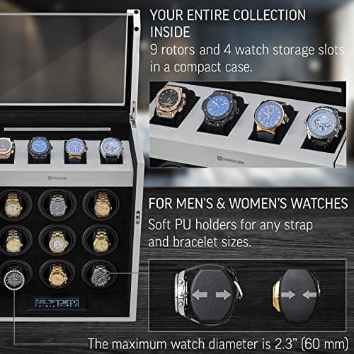 TIMECUBE 9 Watch Winder with 4 Storage Slots and Interior Light