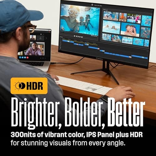 Westinghouse 22 Inch Computer Monitor, 1080P FHD IPS Frameless Gaming Monitor,100Hz, 1ms, Built-in Speakers, Eye Care, Adaptive Sync Support (FreeSync Compatible), HDR, VESA, HDMI & VGA w/Gaming Mode
