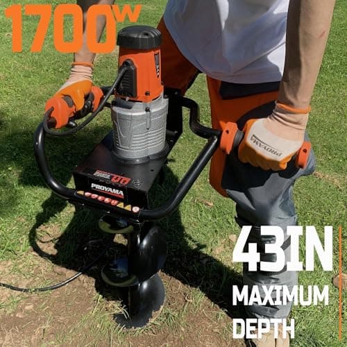 PROYAMA Electric Post Hole Digger, 1700W Corded Earth Auger with 4" 6" 8" Drill Bit, 12" Extension Rod, Reverse Control, 5-Year Warranty Gear Box, Ideal for Post Hole Digging, Drilling, Tree Planting