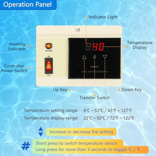 11KW 240V Pool Heater for Above Ground Pool, Electric Swimming Pool Heater with Touchscreeen, Hot Tub Thermostat for Spa, Bathtub, Above Inground Pool, 1500 Gallons (11KW)