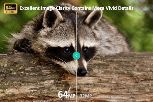 P70 (Non-Cellular,Non-WiFi) Trail Camera, 64MP 1296p, Game Cameras with No-Glow IR Night Vision, Motion Activated, Waterproof for Wildlife Deer Cams, Hunting