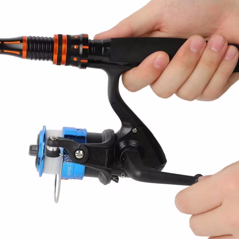 Fishing Reel 5.2:1 Gear Ratio Compact Design Includes Fishing Line for Portable Angling, Shore, Boat, Travel