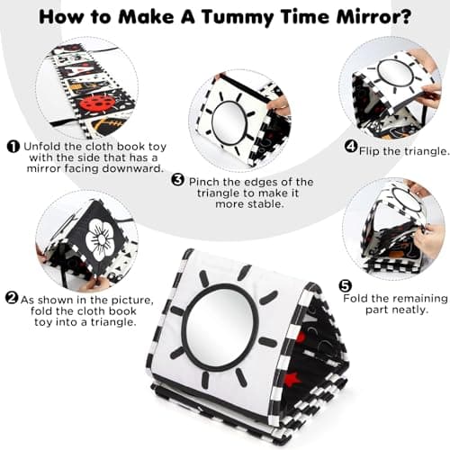 URMYWO Black and White Baby Toys, Tummy Time High Contrast Newborn Toys 0-3 Months, Soft Baby Book, Visual Stimulation Montessori Sensory Infant Toys 0-6-12 Months, Shower Gift for Boys Girls