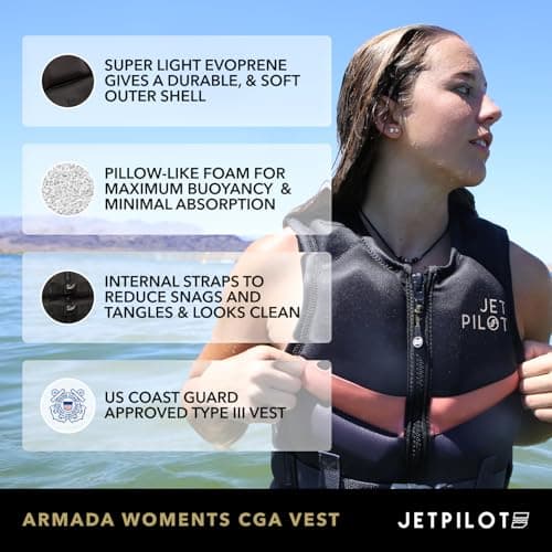 Jetpilot Women’s Lifevest. Armada Neoprene Coast Guard Approved Life Jacket PFD
