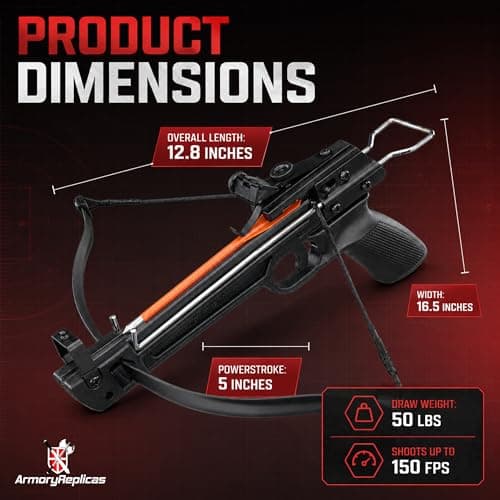 Armory Replicas™ Mini Self-Cocking Crossbow Collection – Aluminum & Fiberglass Compact Archery Crossbows, 50lb to 80lb Draw Weight Models with Safety System & Starter Bolt Sets