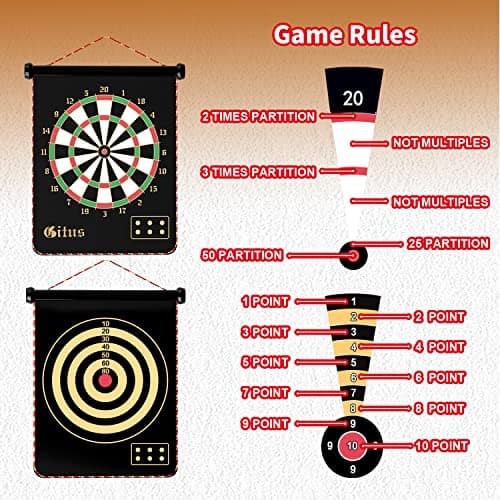 Gitus Magnetic Dart Board Indoor Outdoor Games for Kids with 12 Darts, Gifts for Teenage Boys Teen Boys Gifts Ideas Toys Gifts for 8 9 10 11 12 13 Year Old Boy Game Room Decor