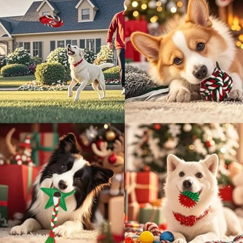 Christmas Dog Toys 15 Pack, Puppy Rubber & Rope Toys Set, Interactive Tough Box for Dog Playing, Training & Teething Bulk for Holiday Puppies' Presents B0DGL4TT9Z