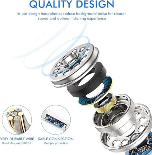 Headphones for iPhone Earbuds in-Ear Wired Earphones with Built-in Microphone & Volume Control, Noise Canceling Isolating Headsets Compatible with iPhone 14/13/12/11 Pro Max/Xs Max/XR/X/7/8 Plus