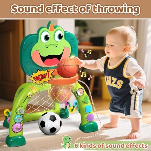 Boy Girl Toys for 12-18 Months with Sound Music, Interactive Learning Birthday Gift for Kids Marstone Toddler Basketball Hoop Soccer Goal Activity Toy for 1-3 Years Old B0FF9X3J72