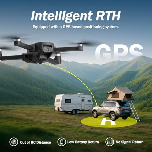 GPS FPV Drone with EIS Camera for Adults, 4.5 Inch LCD Screen on Controller，Al Track with Professional GPS，Follow Me, Auto Return，Easy Fly and Foldable Quadcopter for Beginners，Under 249g