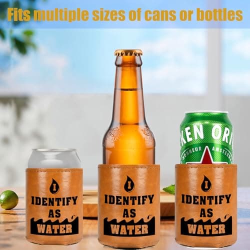 White Elephant Gifts for Adults Leather Can Cooler for Men Christmas Stocking Stuffers Gifts for Dad From Daughter Son Fathers Day Birthday Gag ldeas Funny Retirement Gift Tactical Koozie