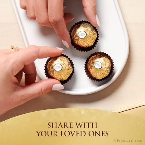Individually wrapped hazelnut chocolate, gourmet chocolate candy for gifting a sweet treat or snacking Ferrero Rocher Chocolate Candy, Hazelnut Milk Chocolates, 42 Ct, 18.5 oz B07W738MG5