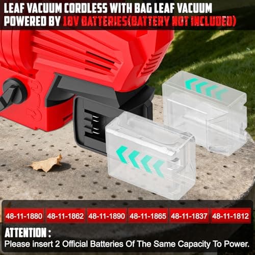 3-in-1 Electric Leaf Blower with Vacuum & Mulcher Compatible for Milwaukee 18V Battery, Leaf Vacuum Cordless with Bag 40L, Leaf Mulcher Cordless Leaf Blowers for Lawn Care, Turbo Mode (No Battery)