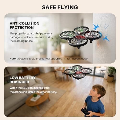 SYMA X100 Drone for Kids 8-12, Automatic Obstacle Avoidance, Up to 20 Mins Flight Time(2 Batteries), One-Key 360°Flips and Altitude Hold, Full-Guard Safe Indoor Drone Gift for Boys & Girls