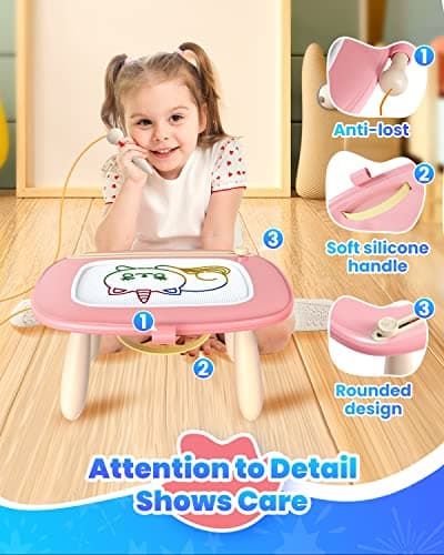 Seimome Magnetic Drawing Board, Toddler Girl Toys for 1-3 Year Old, Doodle Board Learning and Educational Kids Toys- Pink B0BZ4H7T9N