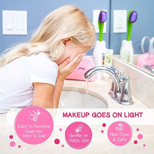 Pink Unicorn Toys for Girls Age 4-6, 5 Year Old Girl Birthday Gift Idea, Toddler Little Girl Gifts 3 4 5 6 7 8 9 10 Years Old Kids Real Makeup Kit with Unicorn Purse Non Toxic Washable Make Up Set B08JD776XX