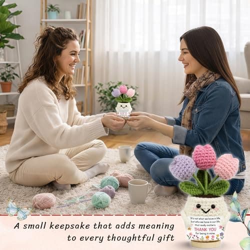 Gifts for Friends, Bestie, BFF, Bestfriend, Female, Girls - 5.51'' x 4.13'' Knitted Positive Tulip Friend Crochet Doll Best Friend Friendship Gifts for Women, Christmas Birthday Gifts for Bestie B0GCZ9SFXD