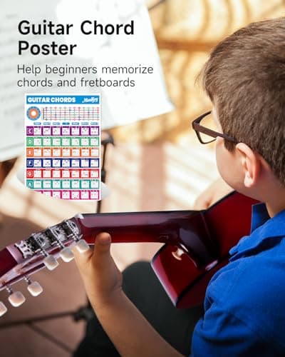 Moukey 36" Acoustic Guitar for Beginners Kids Youth 3/4 Size Dreadnought Travel Guitarra Acustica Kit with Chord Poster, Gig Bag, Tuner, Picks, Nylon Strings, Capo, Strap - Brown