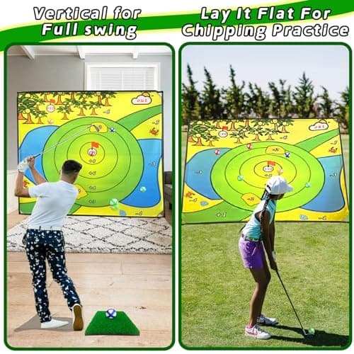 Battle Golf Chipping Game,Upgrade 80”x80” Large Chipping Mat,Play Outdoor Sticky Golf for Adults,Unique Multiplayer Indoor Outdoor Friends Family Yard Target Game