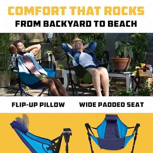 Wise Owl Outfitters Hammock Chair for Adults – Comfortable Portable Folding Rocking Camping Chair with Carry Bag – Great for Lawn, Campsite & Outdoors