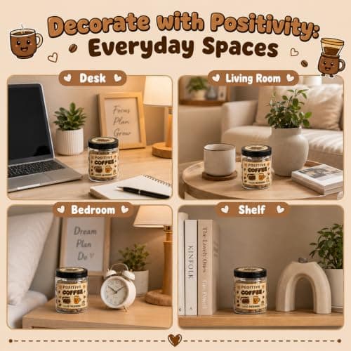 Positive Coffee Jar with 60 Affirmation Cards, Coffee Gifts For Women and Men, Dad, Mom, Coffee Themed Lover Gift, Emotional Support Latte, Cheer Up Funny Gag Gifts for Best Friends, Coworkers B0F6SGJJKC