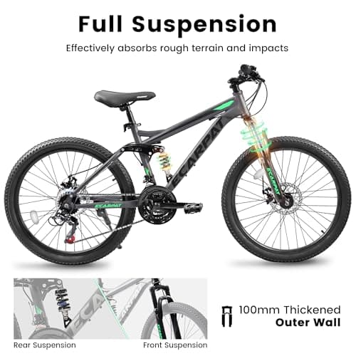 27.5 Inch Full Suspension Mountain Bike, Front & Rear Shock Absorbers, Mechanical Disc Brakes, 21-Speed Steel Frame, for Men & Women, Outdoor & Fitness Cycling