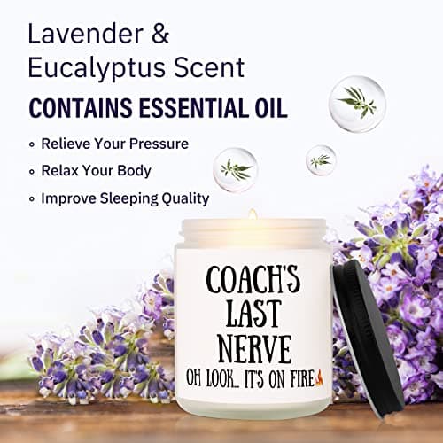 Niyewsor Soccer Coach Gifts, Lavender Scented Soy Wax Candle, Best Coach Christmas Gifts from Basketball/Baseball Team, Thank You Gift for Fitness/Athletic/Personal Trainer, Handmade, 7oz