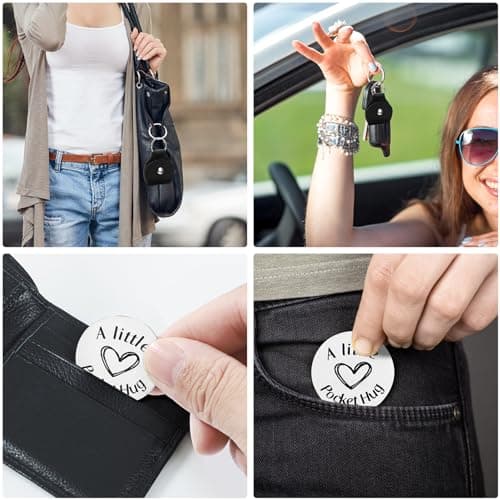 Pocket Hug Token Keychain for Men Him, Funny Boyfriend Gifts From Girlfriend, Long-distance Couple Gifts for Husband From Wife Christmas Birthday Valentine