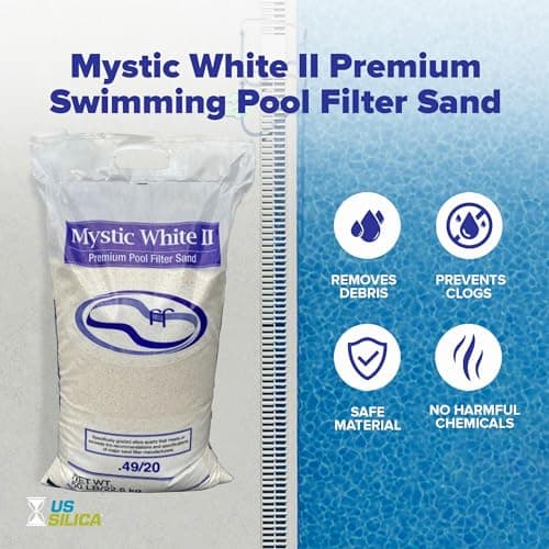 U.S. Silica Mystic White II Sand for Above Ground and Inground Pool Filter Pumps, 50 Lb - Accessories and Supplies for Swimming Pool System Cleaning and Maintenance