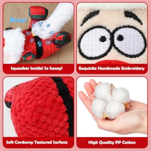 SZEE Dog Christmas Toys for Medium & Big Pets [3 Pack], Premium Dog Gifts, Christmas Doggy Plush Squeaky Chew Toys - Santa, Reindeer, Snowman B0DCMH5GY4