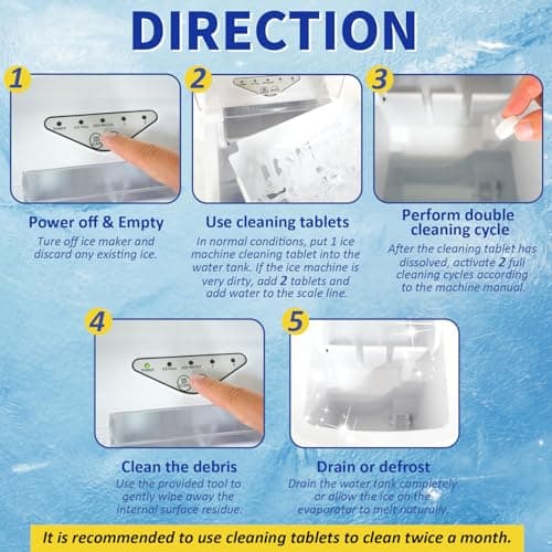 Ice Machine Cleaner Maker and Descaler - 100 Ice Maker Cleaner Tablets Compatible with All Major Brands, Nickel Safe Descaler Countertop Portable Commercial Icemaker Cleaning Solution