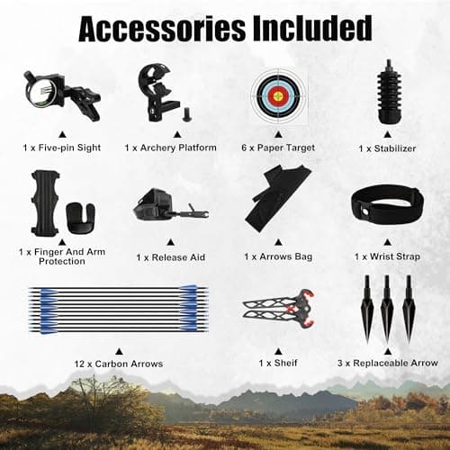 Compound Bow Kit Adjustable for Outdoor Use & Target Practice, 30-70lbs Archery Set with Carbon Arrows and Accessories