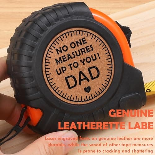 Gifts for Dad Birthday Christmas Dad Gifts from Daughter Son, Xmas New Dad Daddy Father Presents Useful Stuff, Best Dad Ever Gift, Father in Law Gift, Genuine Leather Engraved 25 FT Tape Measure Tools
