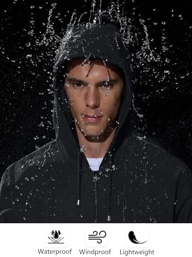 UIQUR Mens Rain Jacket Raincoat Windbreaker Running Waterproof Lightweight Packable with Hood Travel Hiking Cycling