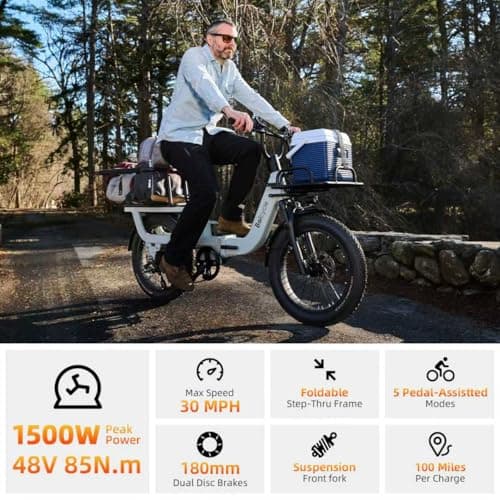 Upgraded Electric Bikes for Adults with 750W/1500W Peak Motor 20" Fat Tire E Bike with 28 MPH 90 Miles Max Range 48V Removable Battery EBike Electric Bicycle Commuter Ebikes