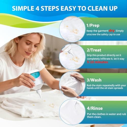 Mungoone Clothes Grease Stain Remover, Newborn & Baby Essentials, Laundry Stain Treatment, Stain Remover for Oil Grease, Ink Stains, Foods & Vegetable Stains, Makeup, Grass, Coffee, & More, 8 Fl Oz