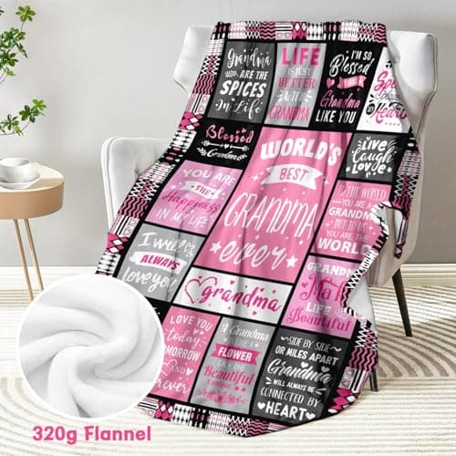 Soft and Cozy Keepsake Blanket, Thoughtful Gift for Christmas, Mother's Day Grandma Birthday Gifts, Best Grandma Ever Gifts Blanket 50"x60" B0DDSFFW4W