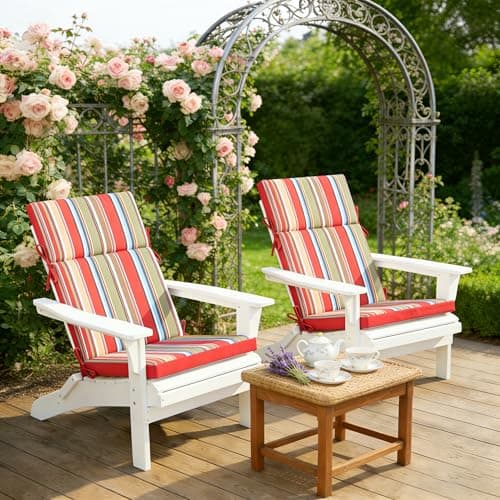 Enipate 2 Pack Outdoor High Back Chair Cushion, Weather Resistant Adirondack Rocking Chair Cushions, Patio Chair Seat Cushions
