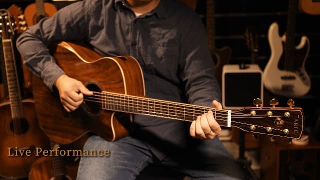 TARIO 41'' Electric Acoustic Antique Guitar Solid Acacia Top Acacia Back and Sides Mahogany Neck