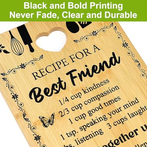 Friend Kitchen Gift Bamboo Cutting Board Decorative Unique Birthday Present Xmas Charcuterie Boards for Friends Christmas Wooden Cheese Board Thanksgiving Friendship Gifts Chopping Board